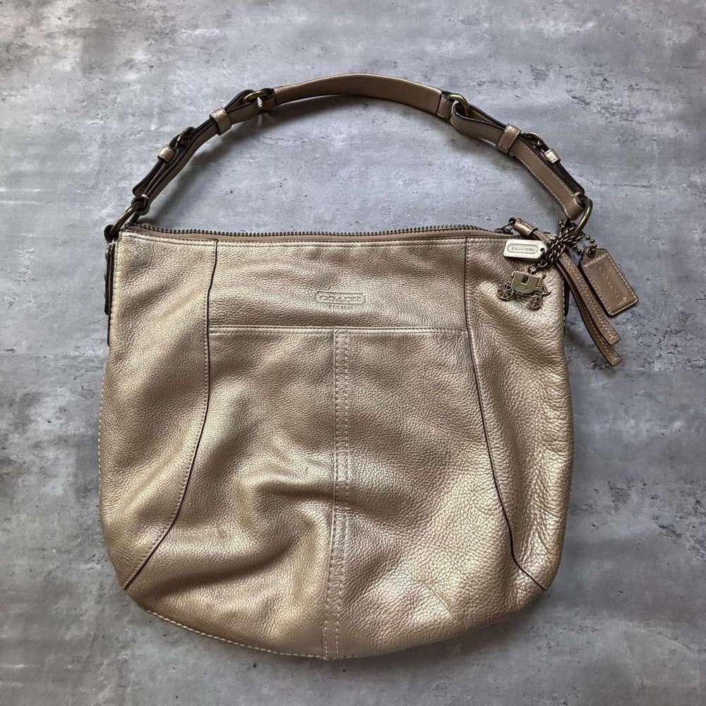 Coach Hobo Purse Bag Women OS Gold Metallic Soho Leather 12655 Y2K